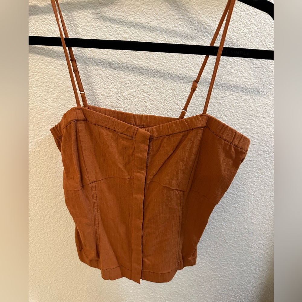 Free People Relaxed Corset Style Orange Tank Top